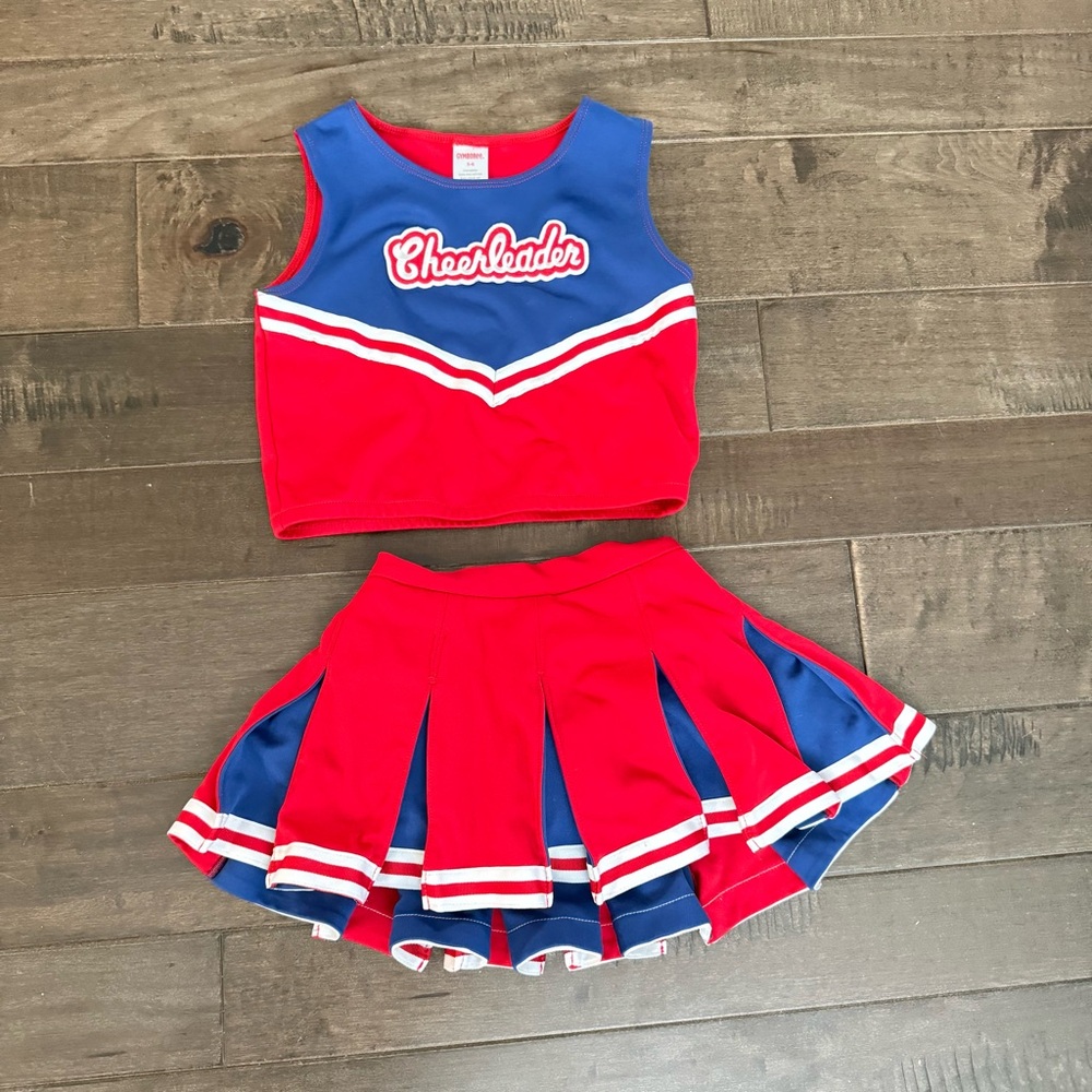 Gymboree Cheerleader Outfit Costume Set Cheerleading Red Blue 5/6 Girls Kids